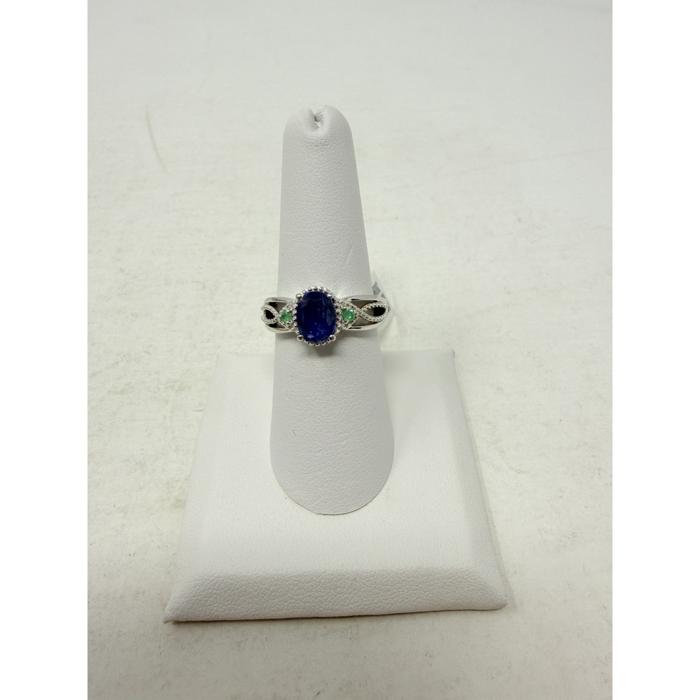 Shop LC Himalayan Kyanite/Kagem Zambian Emerald Sterling Silver Size 7 Ring 5613